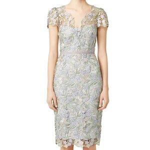 Marchesa Notte Ice Bell Bloom Sheath Dress Sz 2